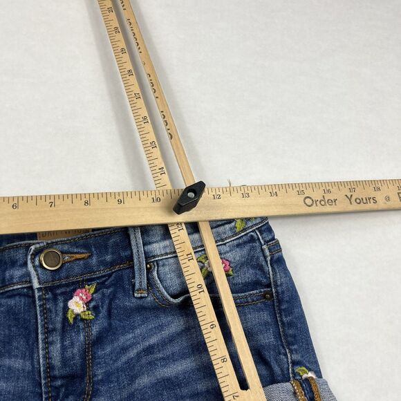 Driftwood Embroidered Denim Shorts Rolled Cuff Boho Festival Jean Shorts Size 26 - Picture 7 of 10
